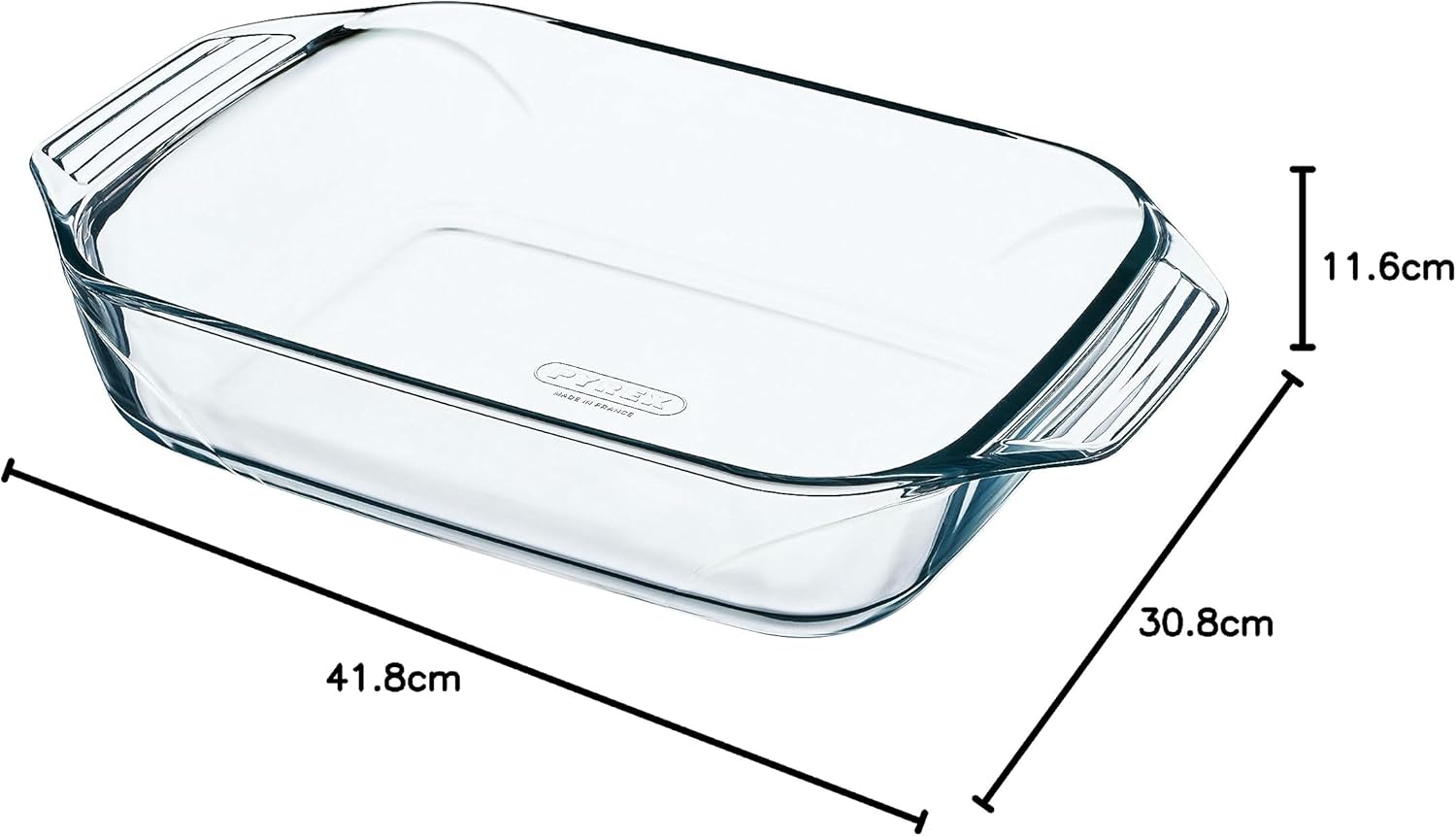 Pyrex - Lot de 3 Plats à Four - Rectangulaire - Larges poignées - Format Familial - Verre Borosilicate - Extrême Résistance - Made in France