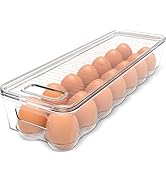 KICHLY Boîte à Oeufs Réfrigérable avec 14 Espaces Couvercle en Plastique Poignée en Plastique Ran...