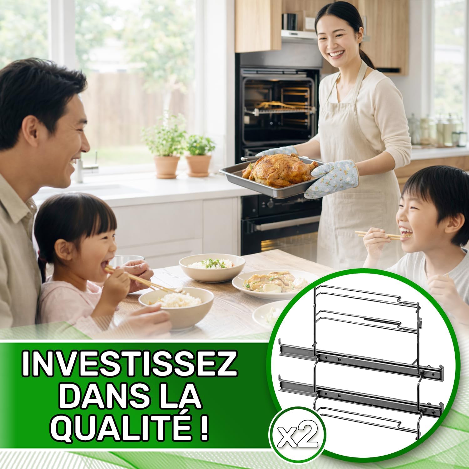 Rails Telescopiques pour Four Encastrable 2 Niveaux avec le Code Original 17001568 pour Bosch - Garantie de 5 Ans - MADE IN GERMANY - ONIX TECH