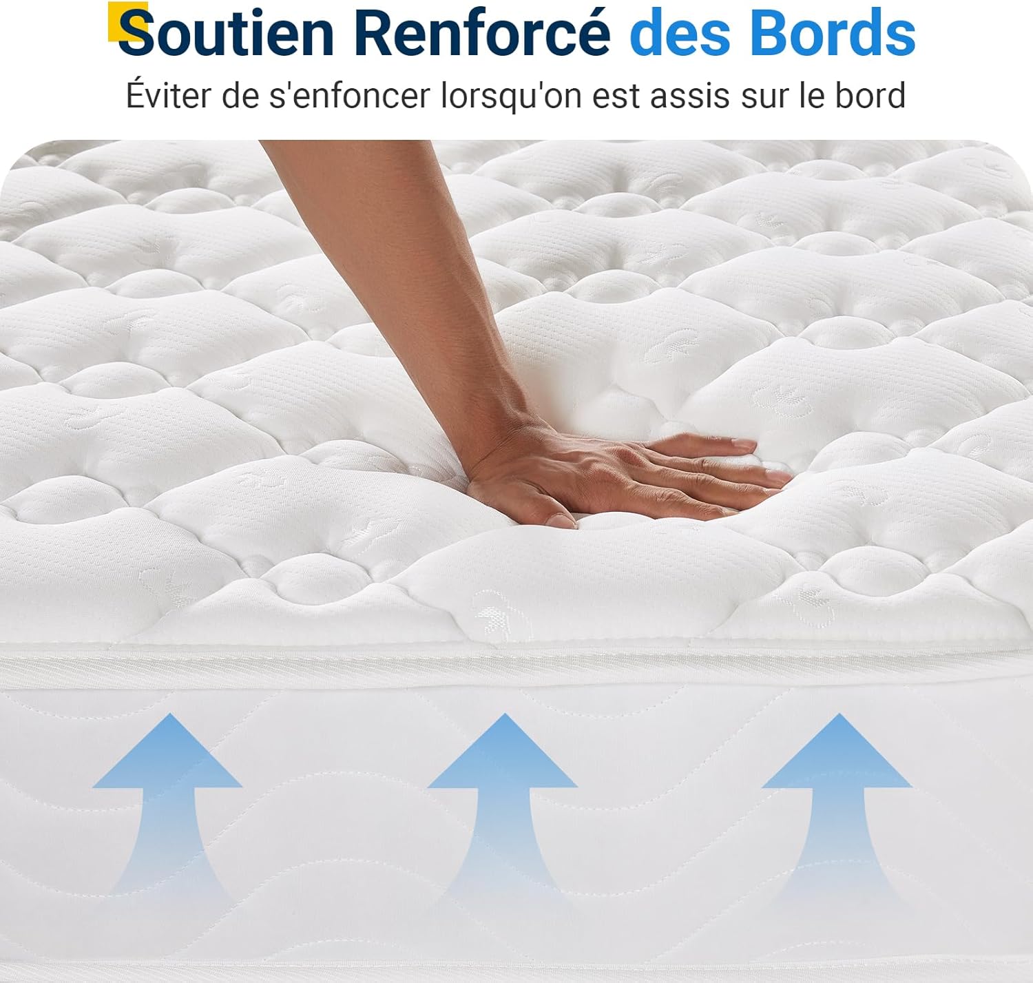 Avenco - Matelas Double - 140x200 cm - Ressorts ensachés, mousse certifiée, soutien lombaire
