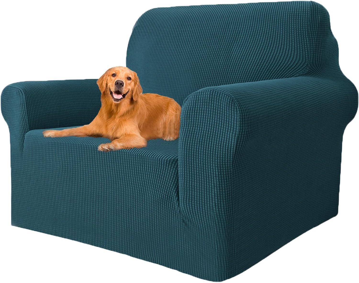 Housse canapé 1 place - extensible accoudoirs - vert foncé - antidérapante antisallissure