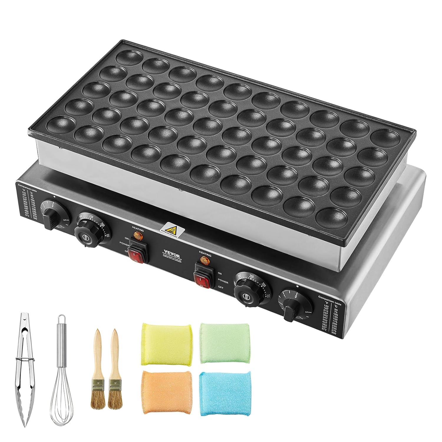 VEVOR - crêpière 50pcs - 43 mm - inox, 1700W, temp. réglable