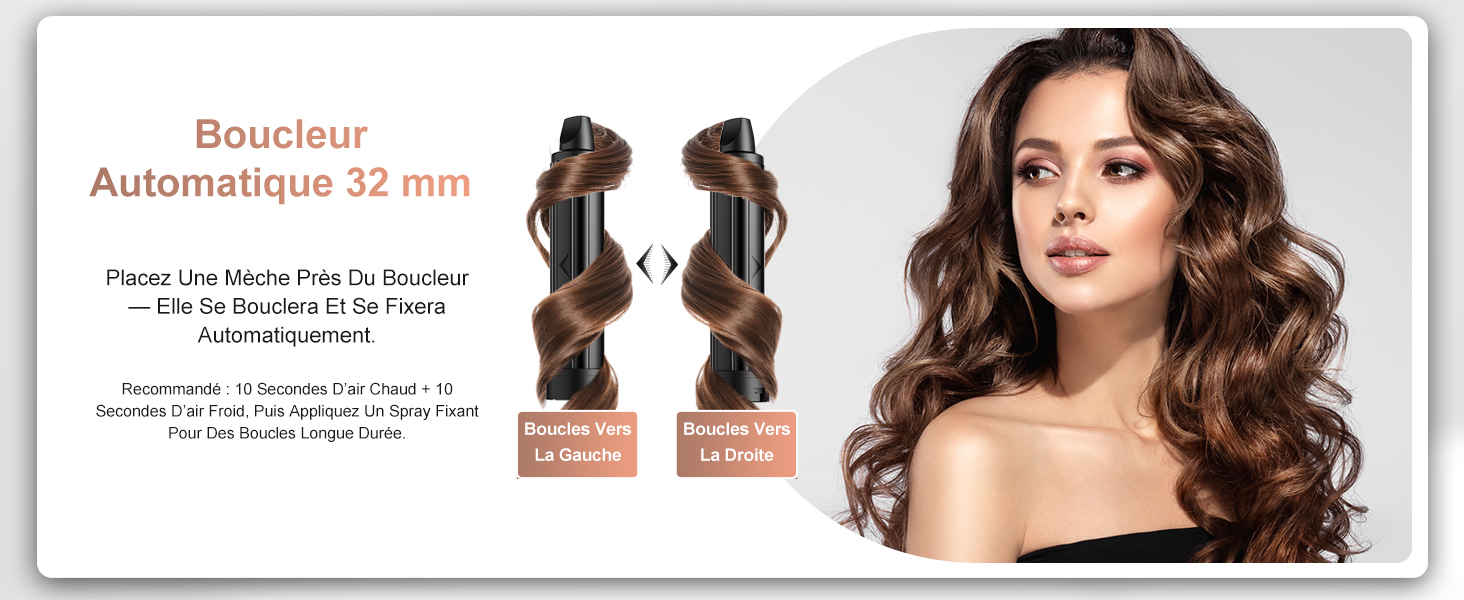 Le texte indique « Boosteur Automatique 25 ans ». Publicité de produits de beauté présentant des produits coiffants avec photographie aux tons chauds.