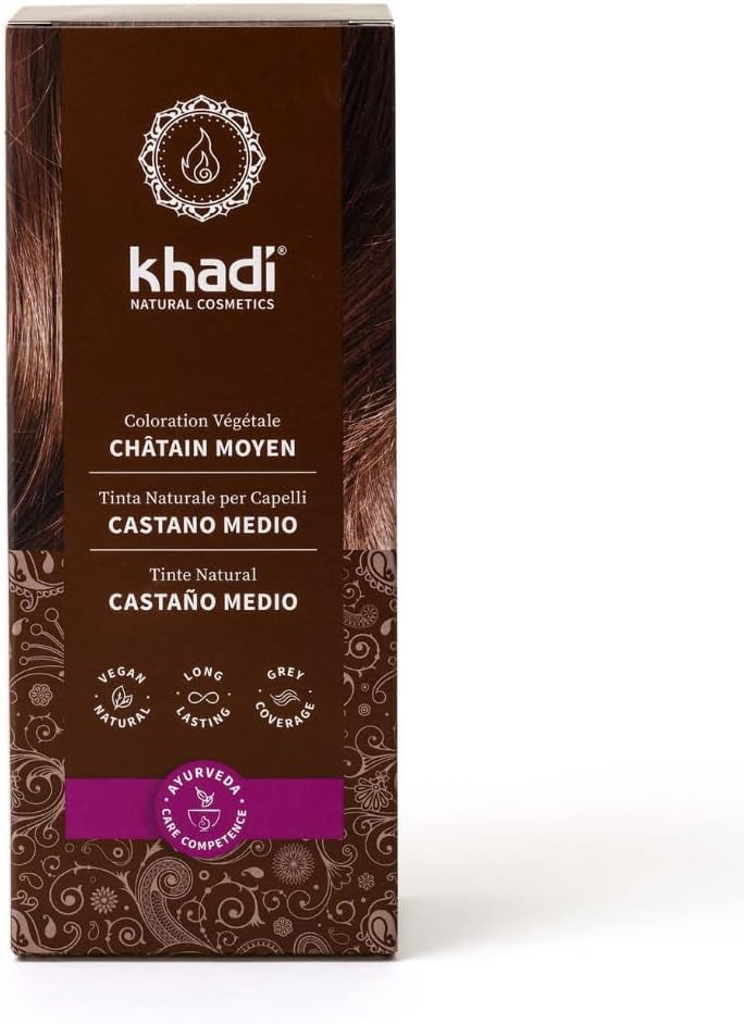 khadi - Coloration végétale Châtain moyen - 100 g - reflets chauds, 100% végétale
