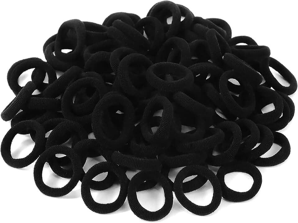 Élastiques à cheveux - mini chouchous noirs - 100 pcs - bébé et enfant