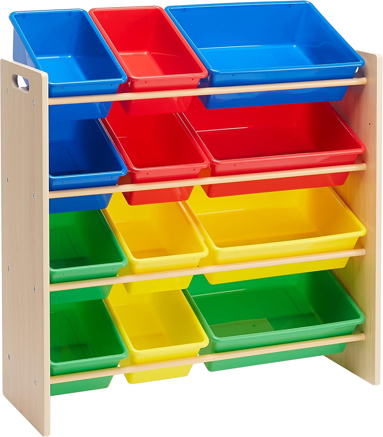 mx-dealz Basics - rangement jouets bois, 12 bacs colorés, 33.6x31.1x10.9in