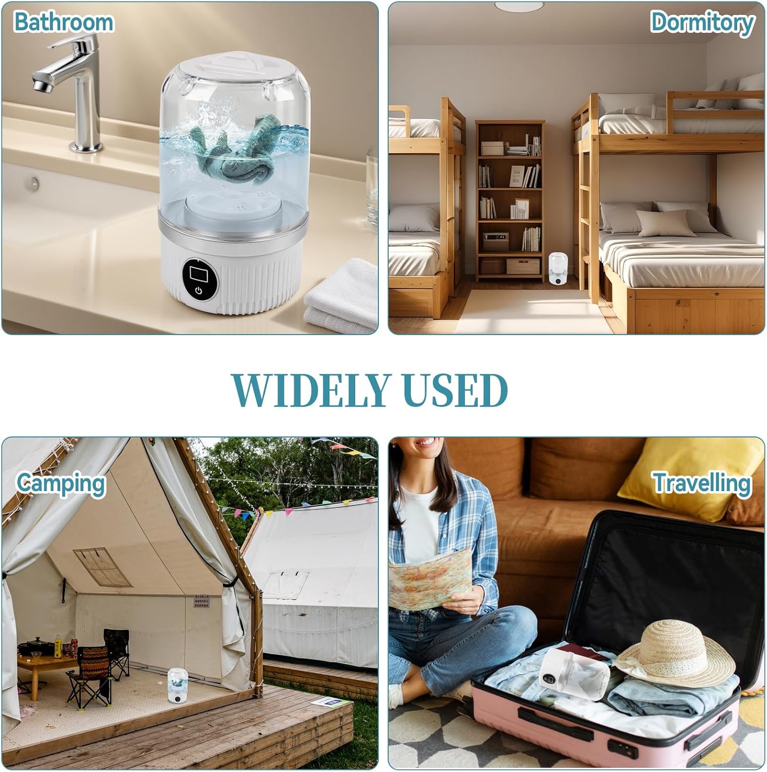 Mini machine à laver portable - 2 modes, 15W, compacte, idéale voyage