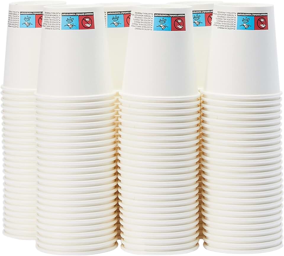 mx-dealz Basics - Gobelets en carton - 207 ml - 150 unités, pour boissons chaudes, blanc