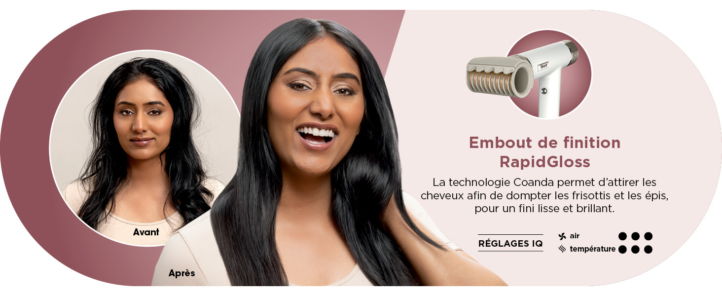 Shark SpeedStyle Sèche-cheveux &amp;amp; Finisseur RapidGloss avec étui de rangement, 5 stylers