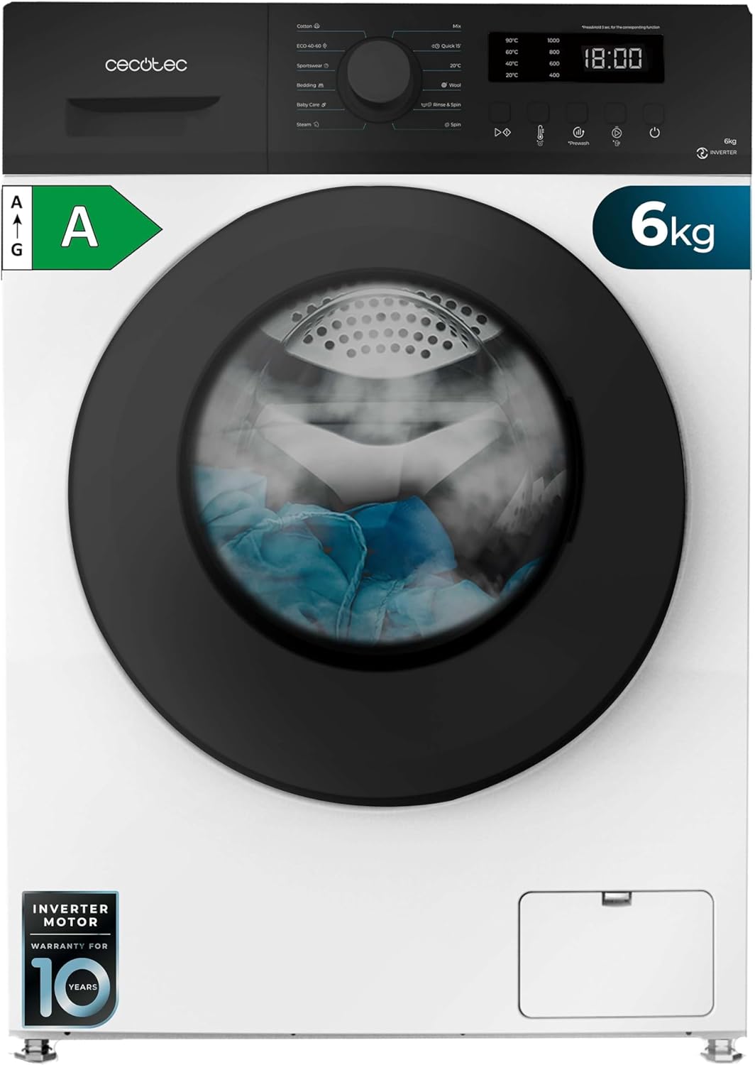 Cecotec - Bolero DressCode 6150 - 6 kg - 1000 tr/min, 12 programmes