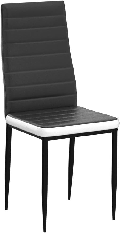 Chaises de salle à manger - lot de 6 - assise rembourrée épaisse - noir et blanc - Noir-6-B