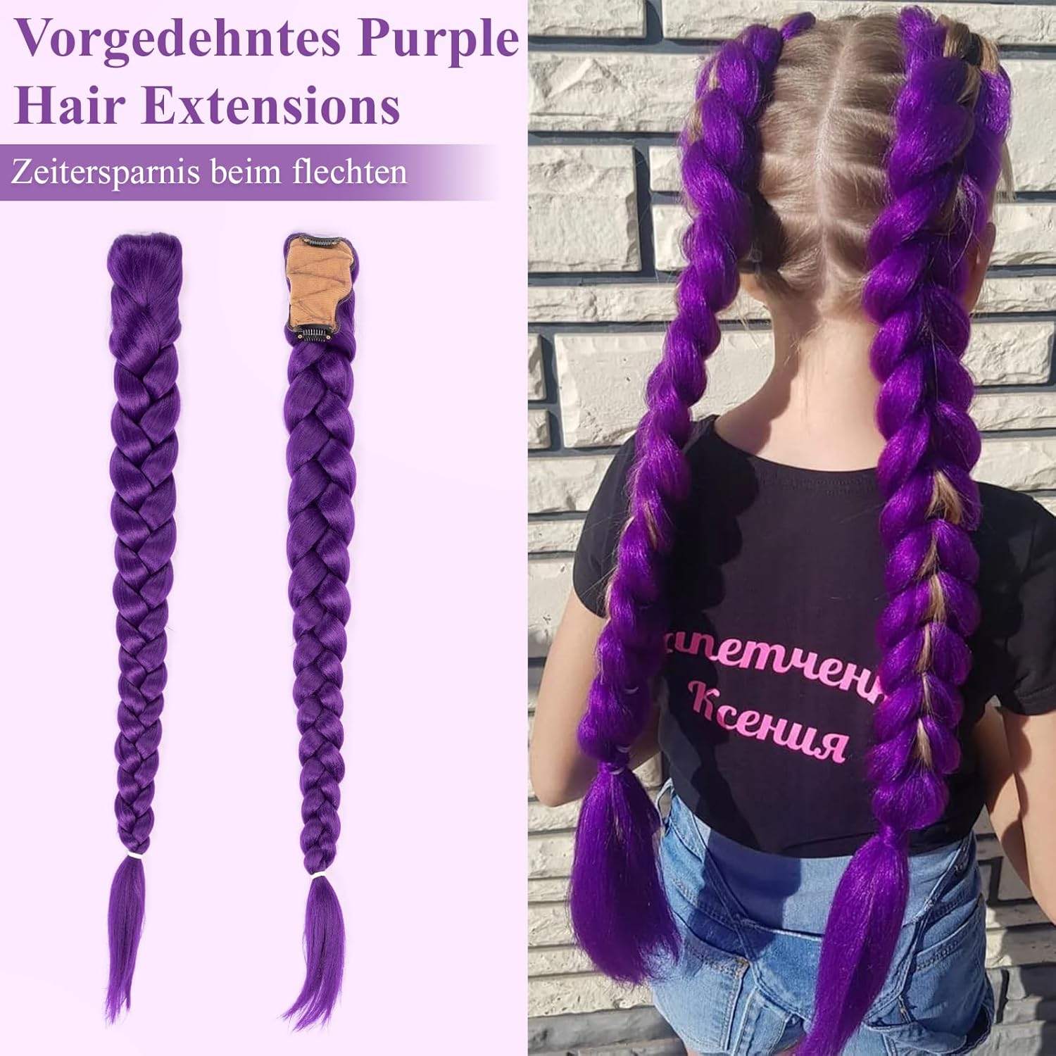 Perruque enfant - extension violette 26