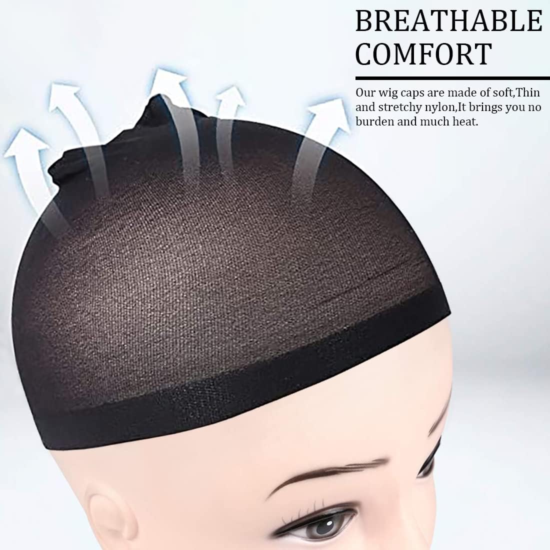 Bonnets de perruque nylon extensibles, 6 pcs, doux, respirants