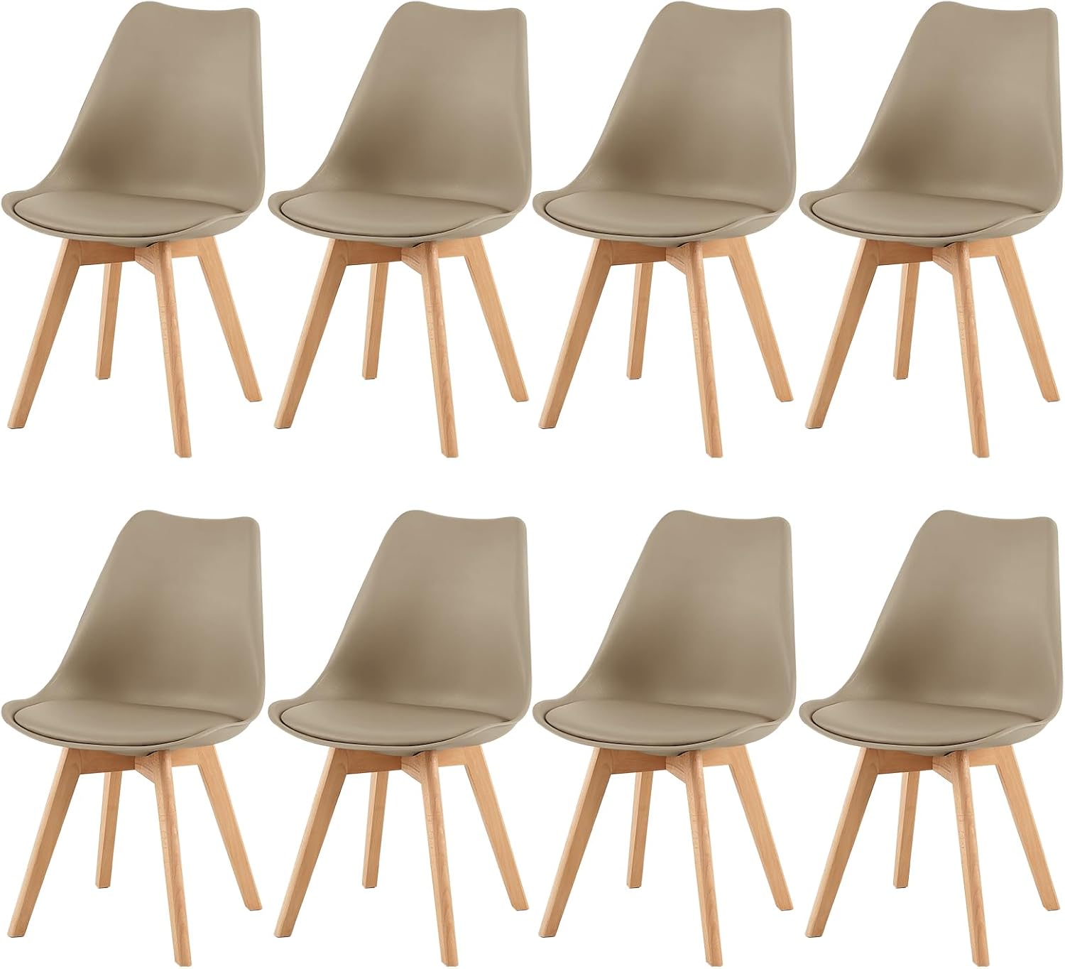 EGGREE - chaises scandinaves lot de 8 - pieds bois - assise rembourrée