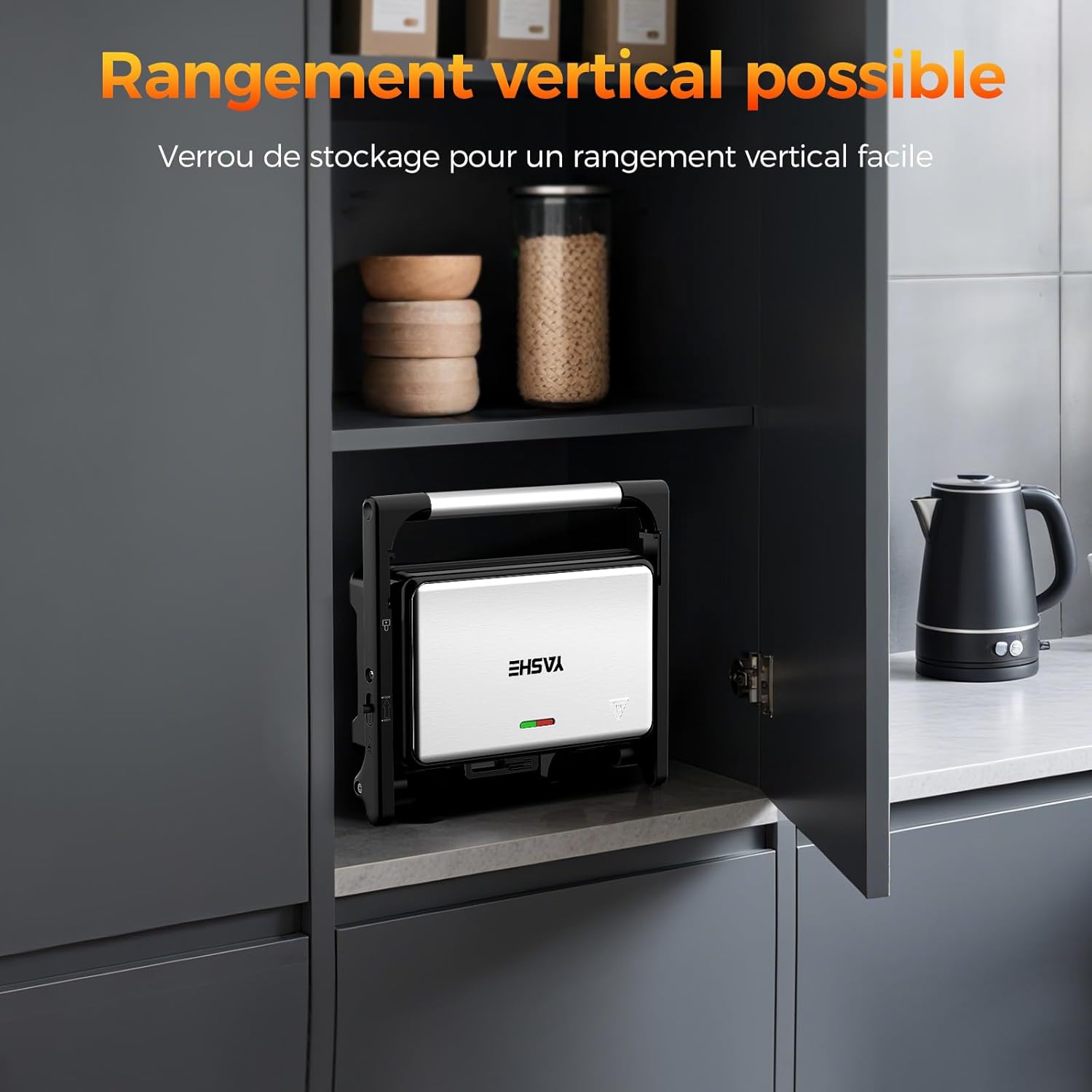 YASHE - Grille-Panini 2 tranches, 1500W, plaques XXL antiadhésives