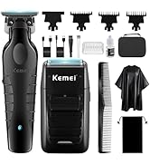 KEMEI Tondeuse à cheveux professionnelle et rasoirs en aluminium, tondeuse à cheveux sans fil pou...