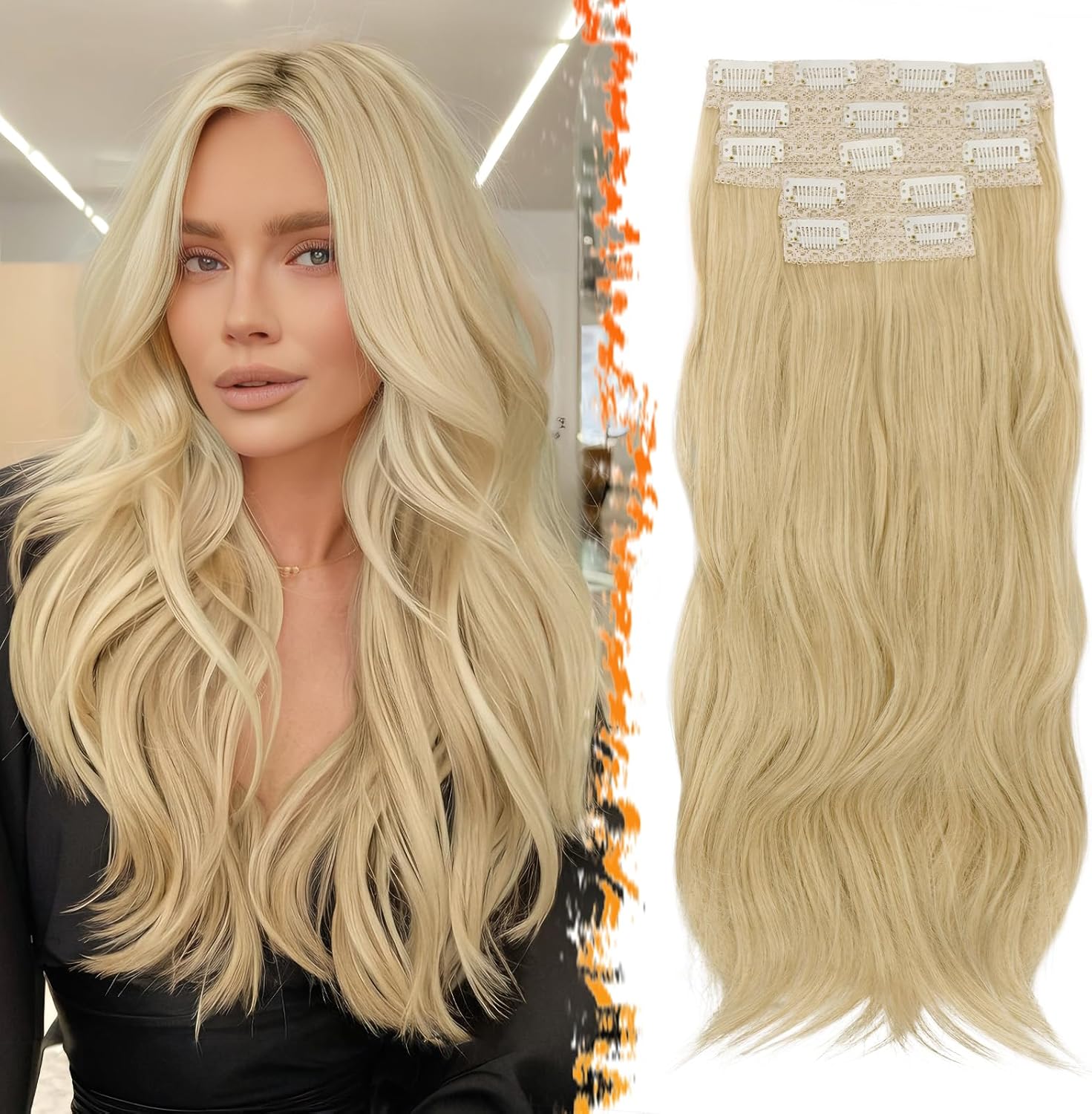 BARSDAR - Extension à clip ondulée 50cm - synthétique beige blond