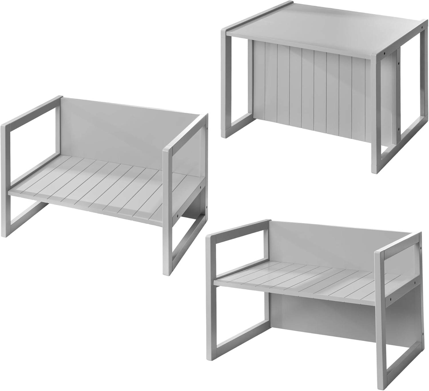 Roba - Banc Enfant 2en1 réglable, convertible table/bureau, 57x44cm, 60kg, gris