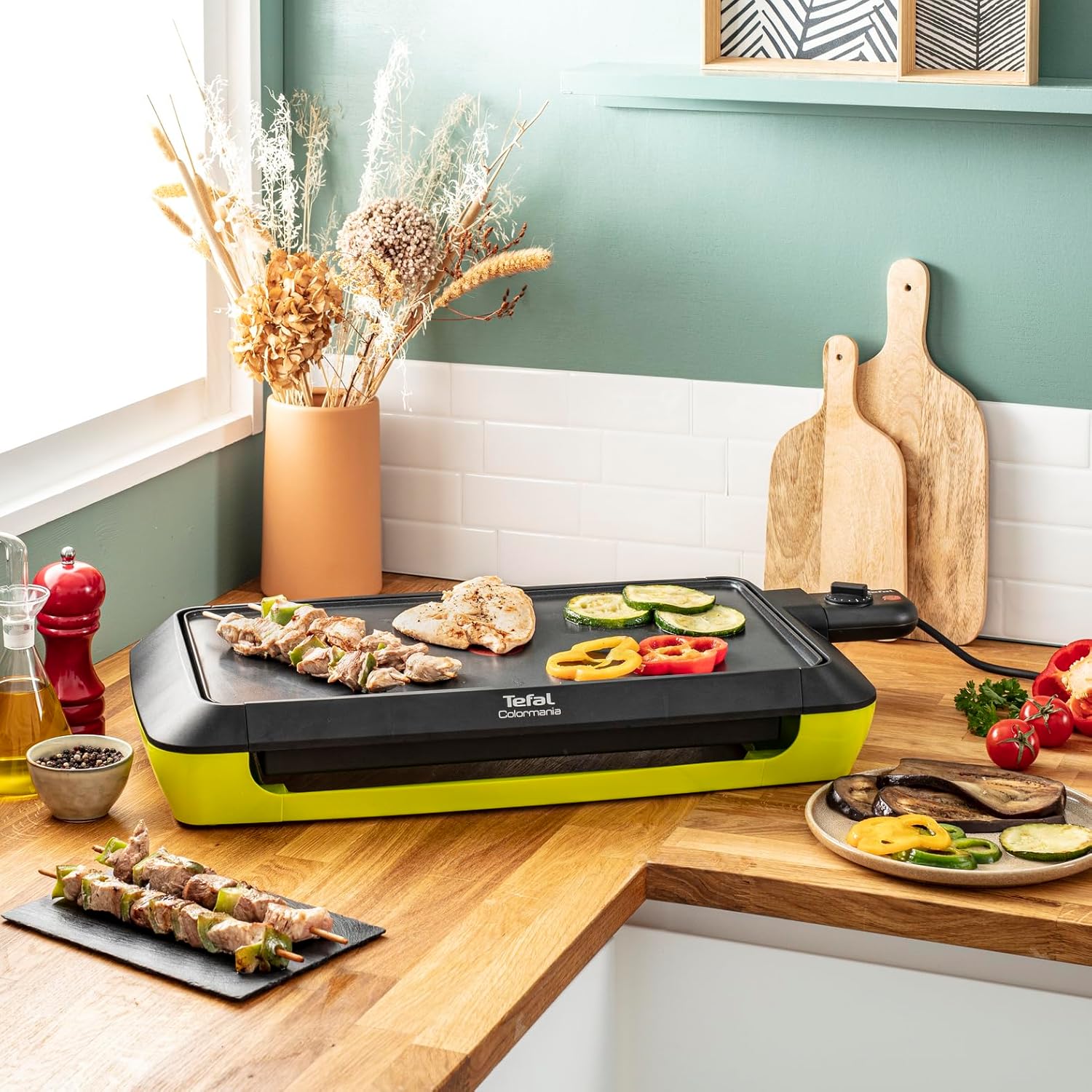 Tefal - Plancha Colormania - 2000W, 8 pers, antiadhésif, lavable CB660301