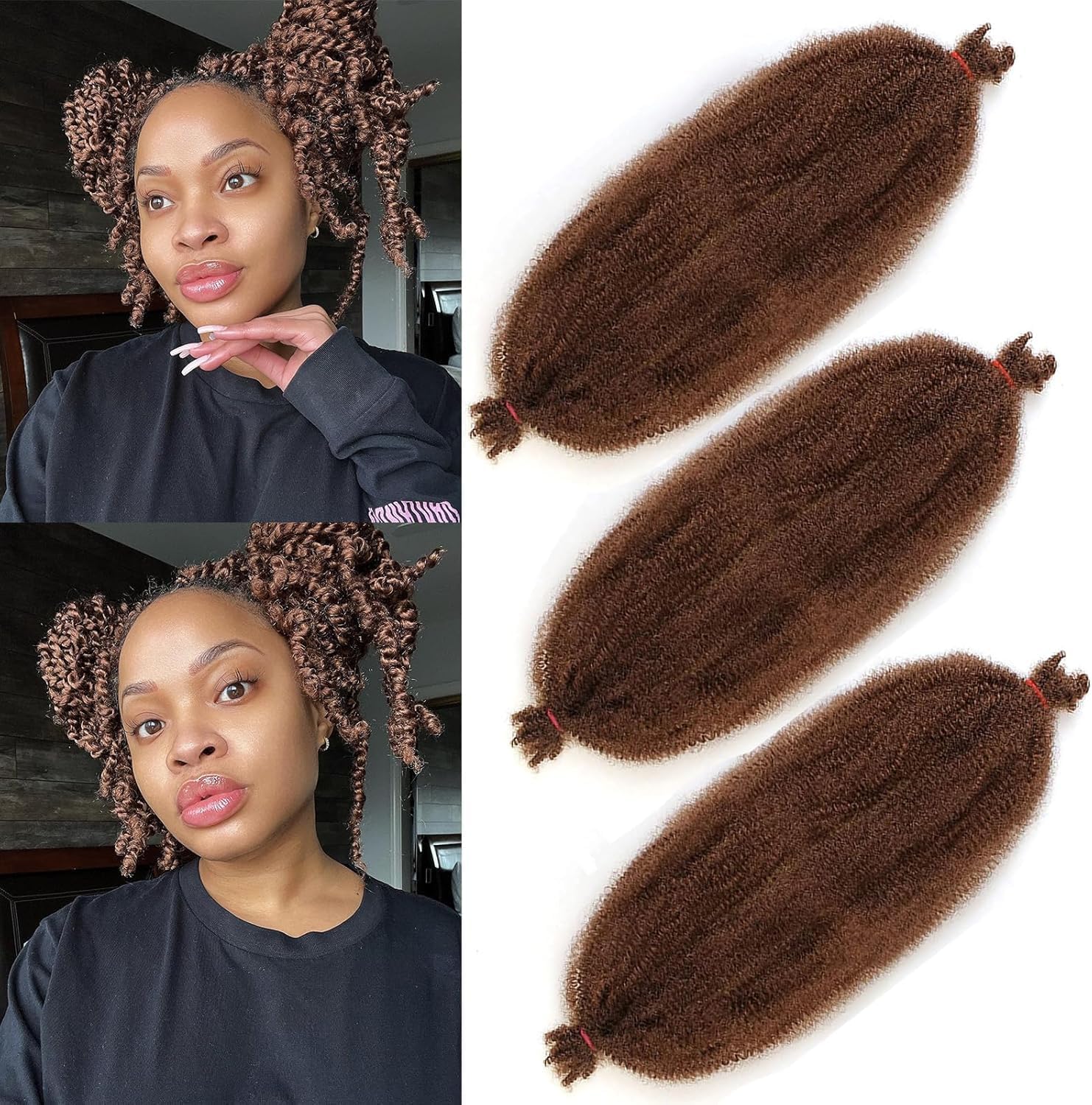 Xtrend - extensions afro pré-séparées 30,5 cm - lot de 3, souples, brunes