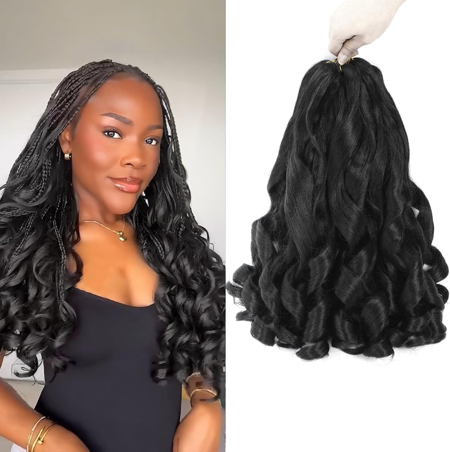 Meches Boucle - French Curl 12 pouces - 8 paquets, pré-étiré, bouclées