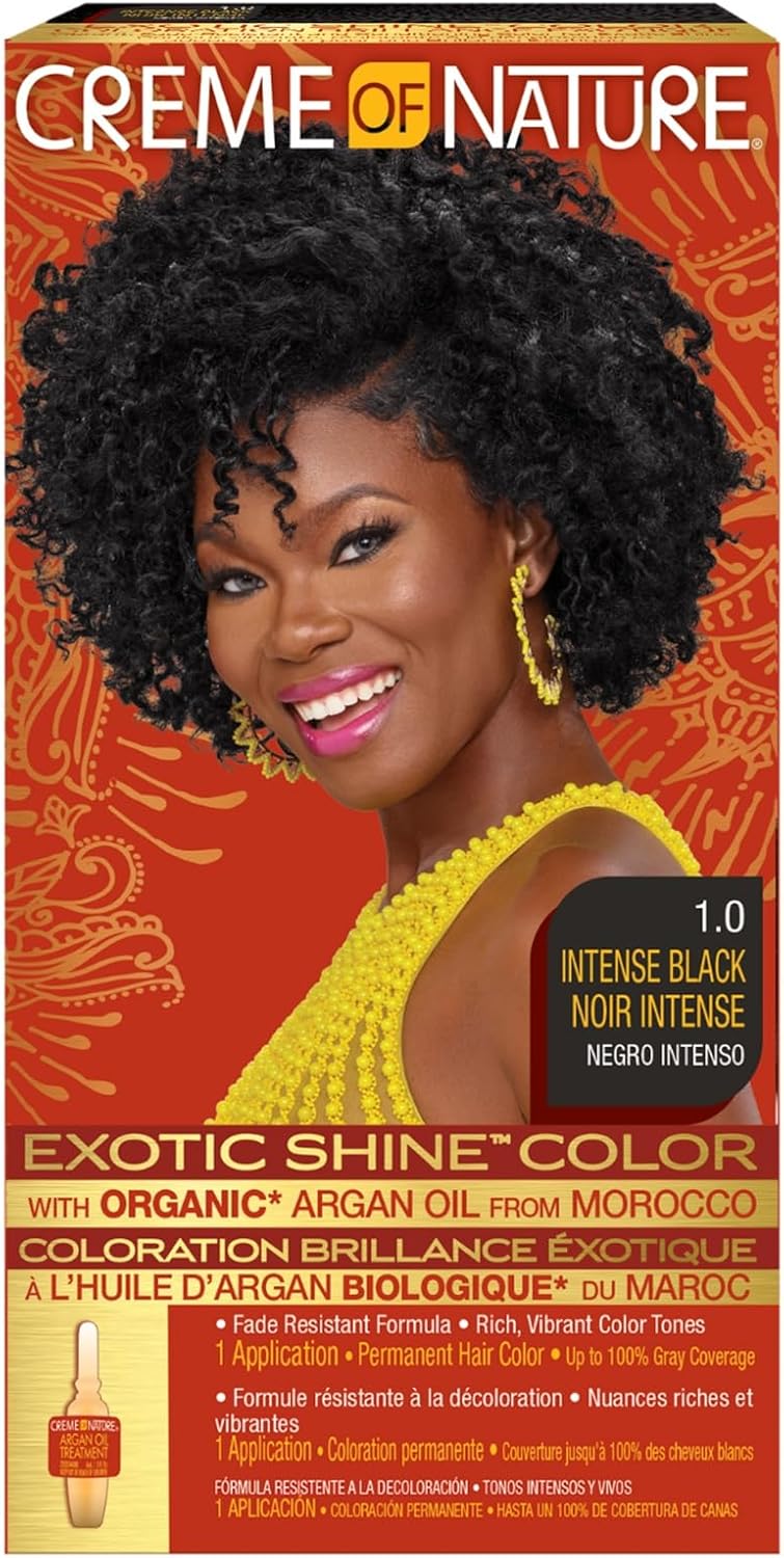 Creme of Nature - Argan Oil coloration permanente - couvre 100% cheveux blancs, soin argan noir intense