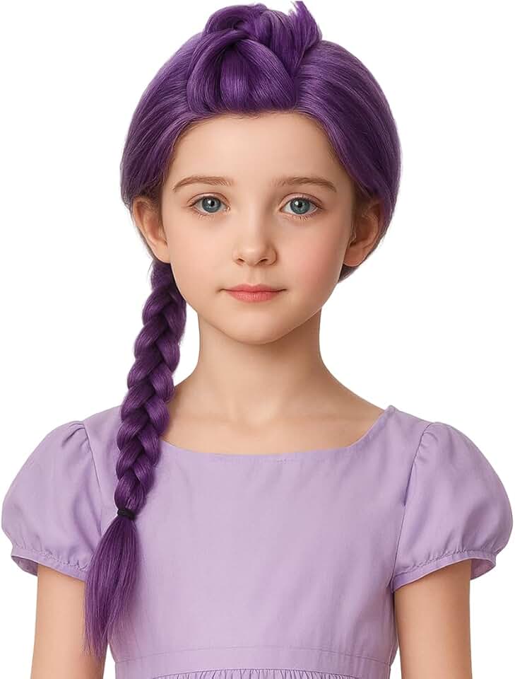 Perruque tressée violette - Cosplay Rumi Hunter - Taille enfant/adulte - Synthétique, accessoires Halloween