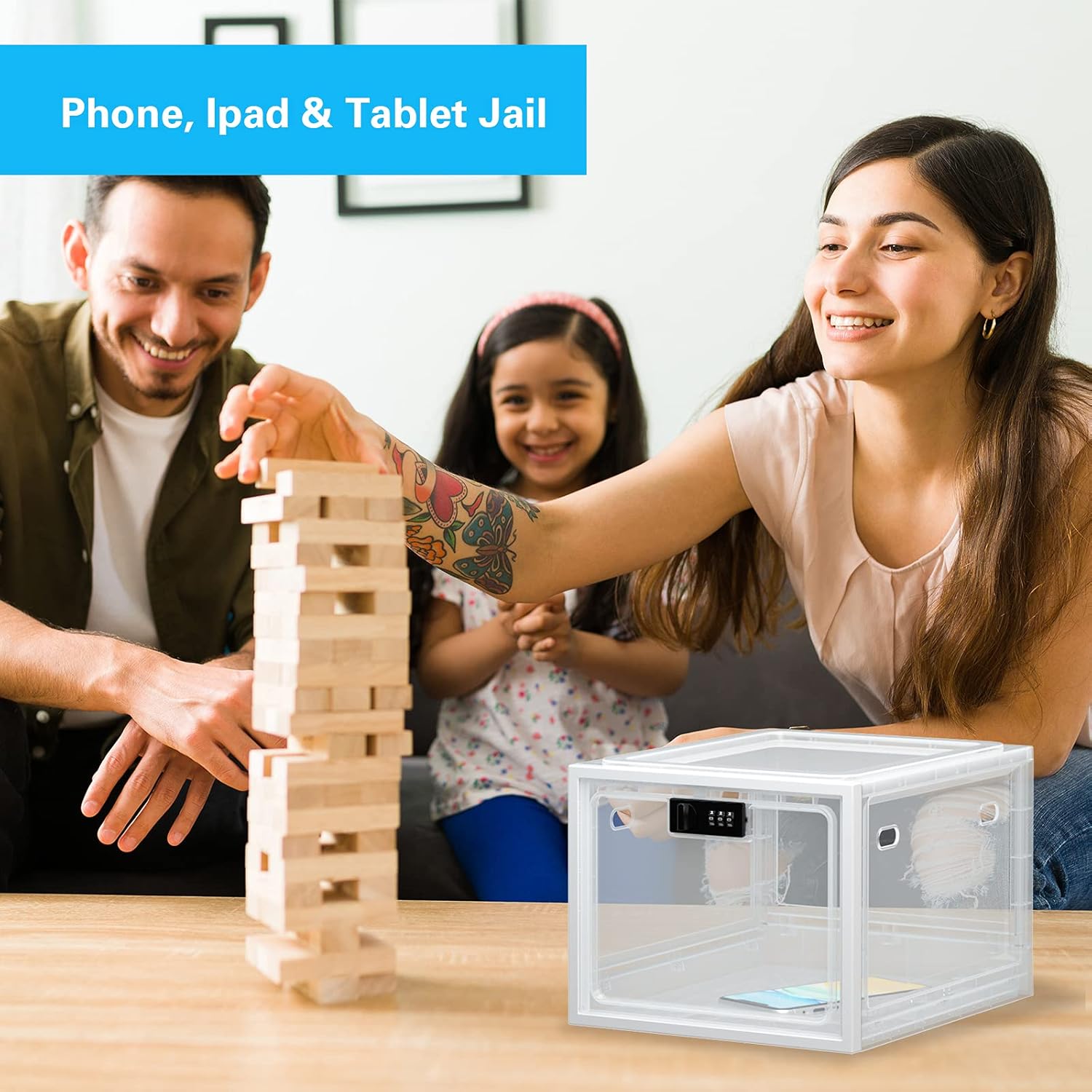 Boîte de rangement sécurisée - plastique transparent - cadenas intégré - usage familial/bureau/école - grandes dimension