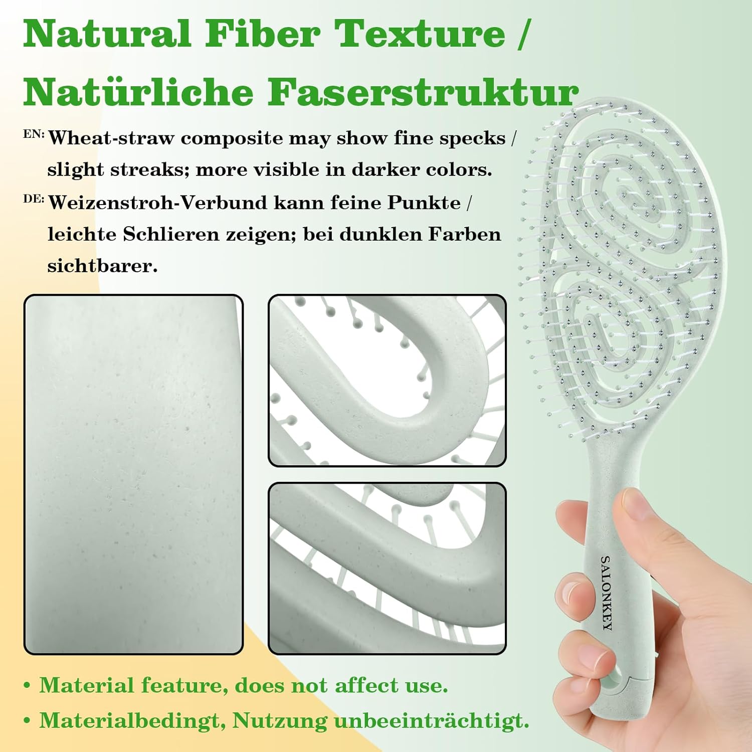 Brosse à cheveux démêlante - wet & dry - anti-casse/anti-statique - pour femme, homme, enfant, vert