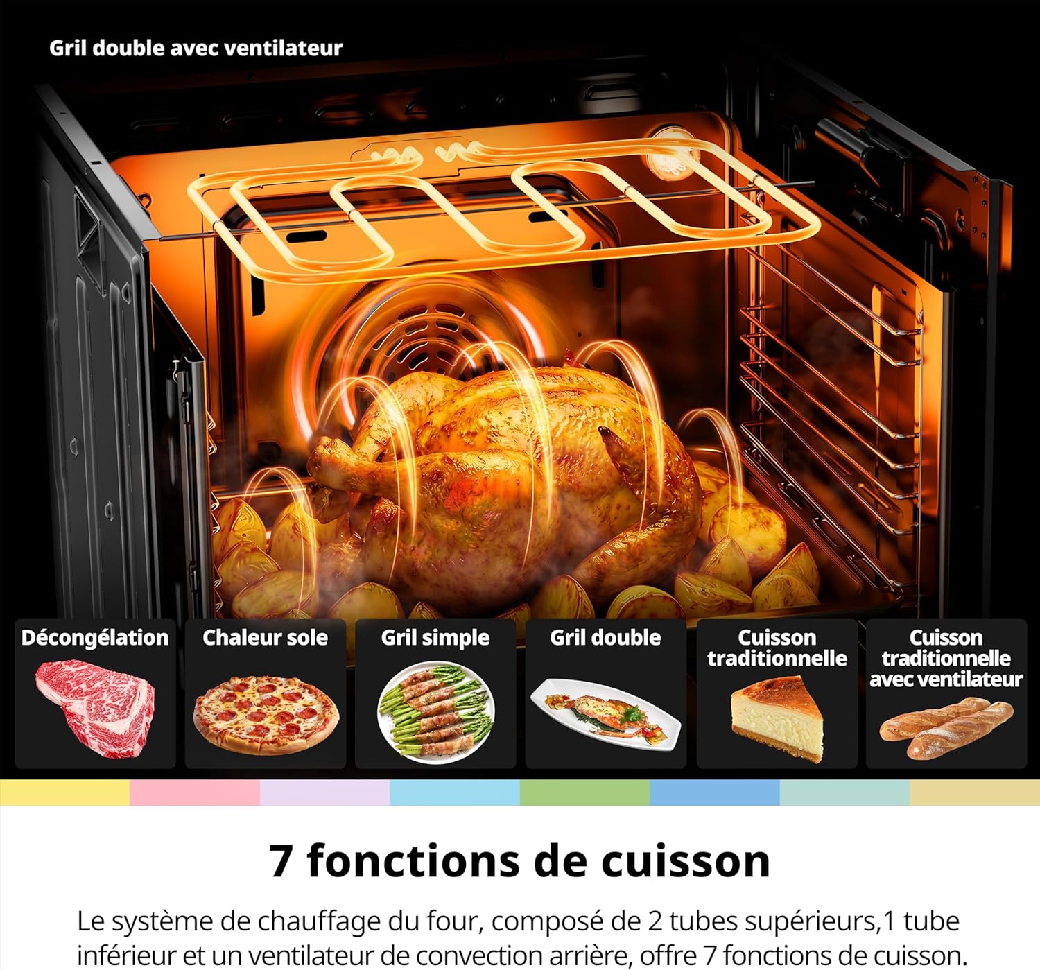 COMFEE - Four Encastrable Multifonction - 60cm - chaleur tournante, affichage digital
