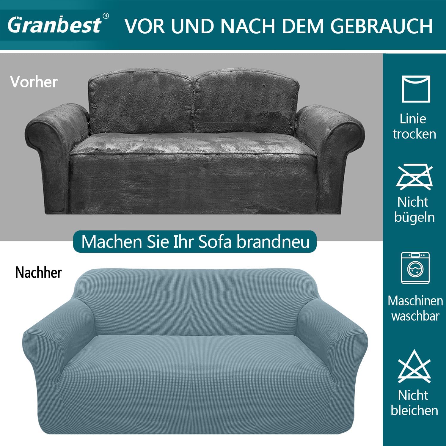 Granbest - housse canapé jacquard 3 places - haute élasticité, protection animaux