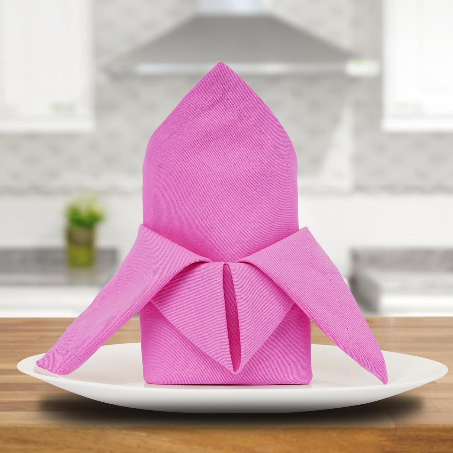 Sweet Needle - serviettes de table surdimensionnées 45x45 cm coton épais coins arrondis, lot de 12, rose