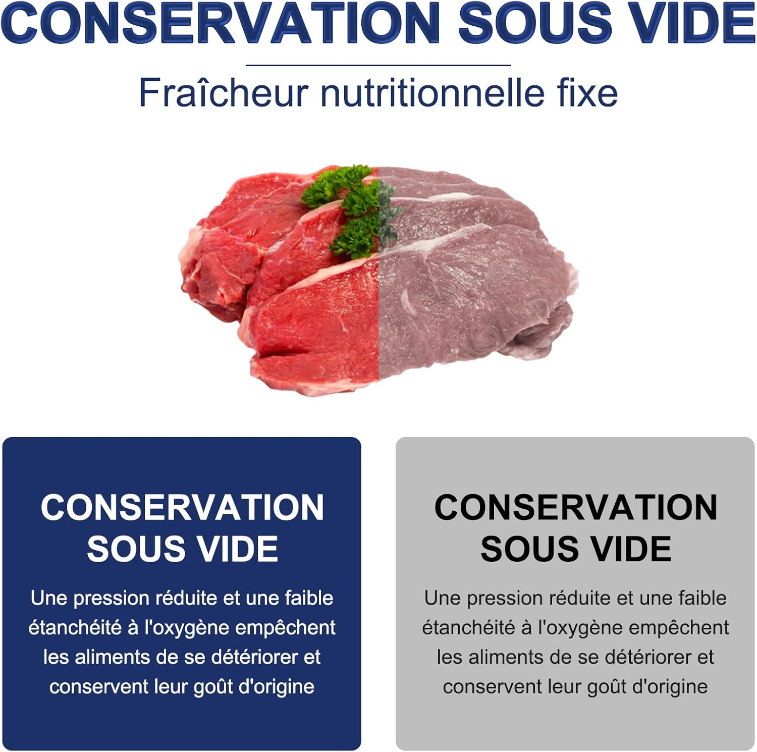 Machine sous vide alimentaire - 5 en 1 - avec 50 sacs - modes humide/sec, multifonction
