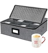 Veronly Porte-tasses à café avec séparateurs de tasses de rangement avec couvercle et poignées...