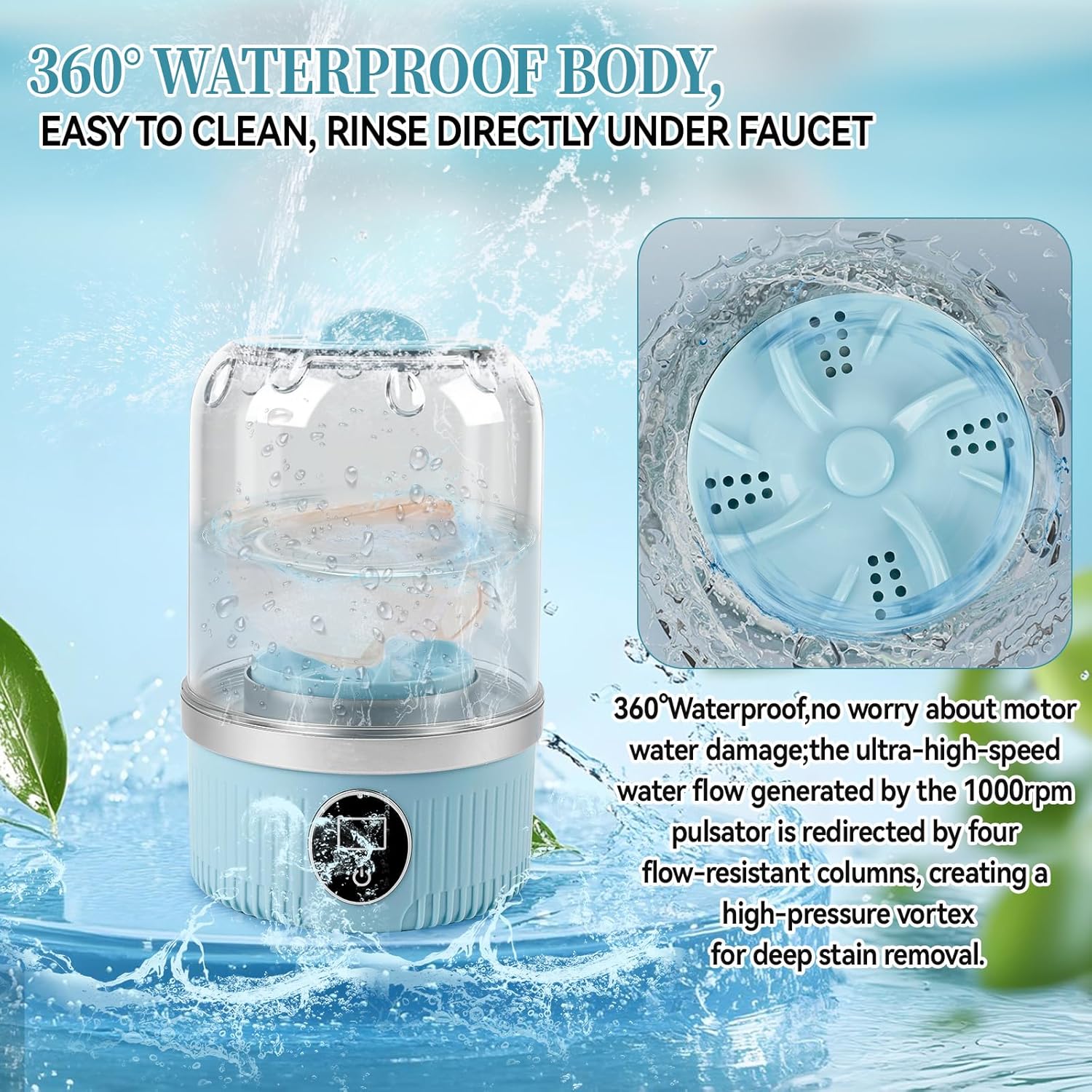 Mini machine à laver portable - compacte - 2 modes - rechargeable sans fil