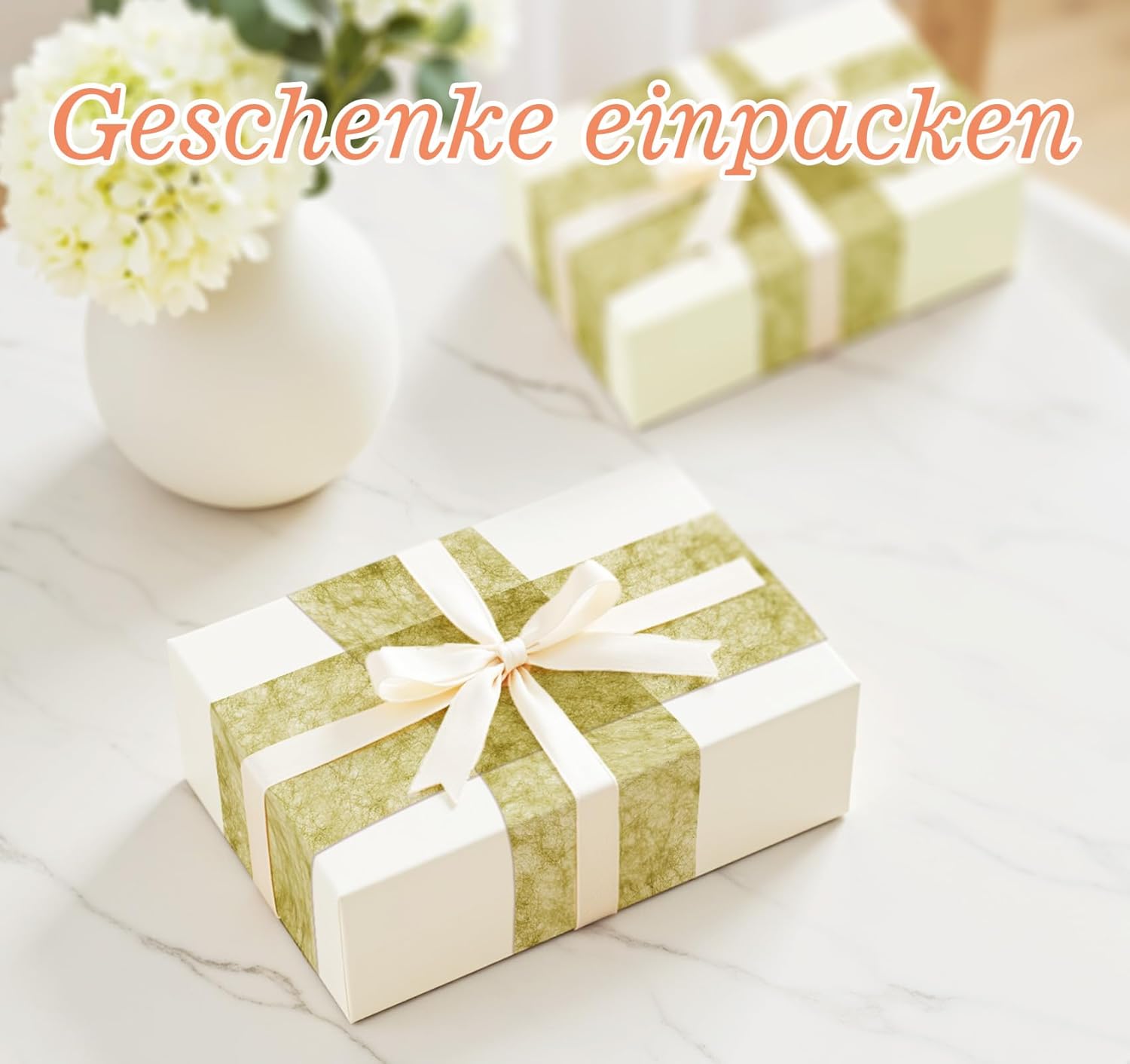 Chemin de table - non-tissé doré vert - 23x3000 cm - 150 cœurs décoratifs