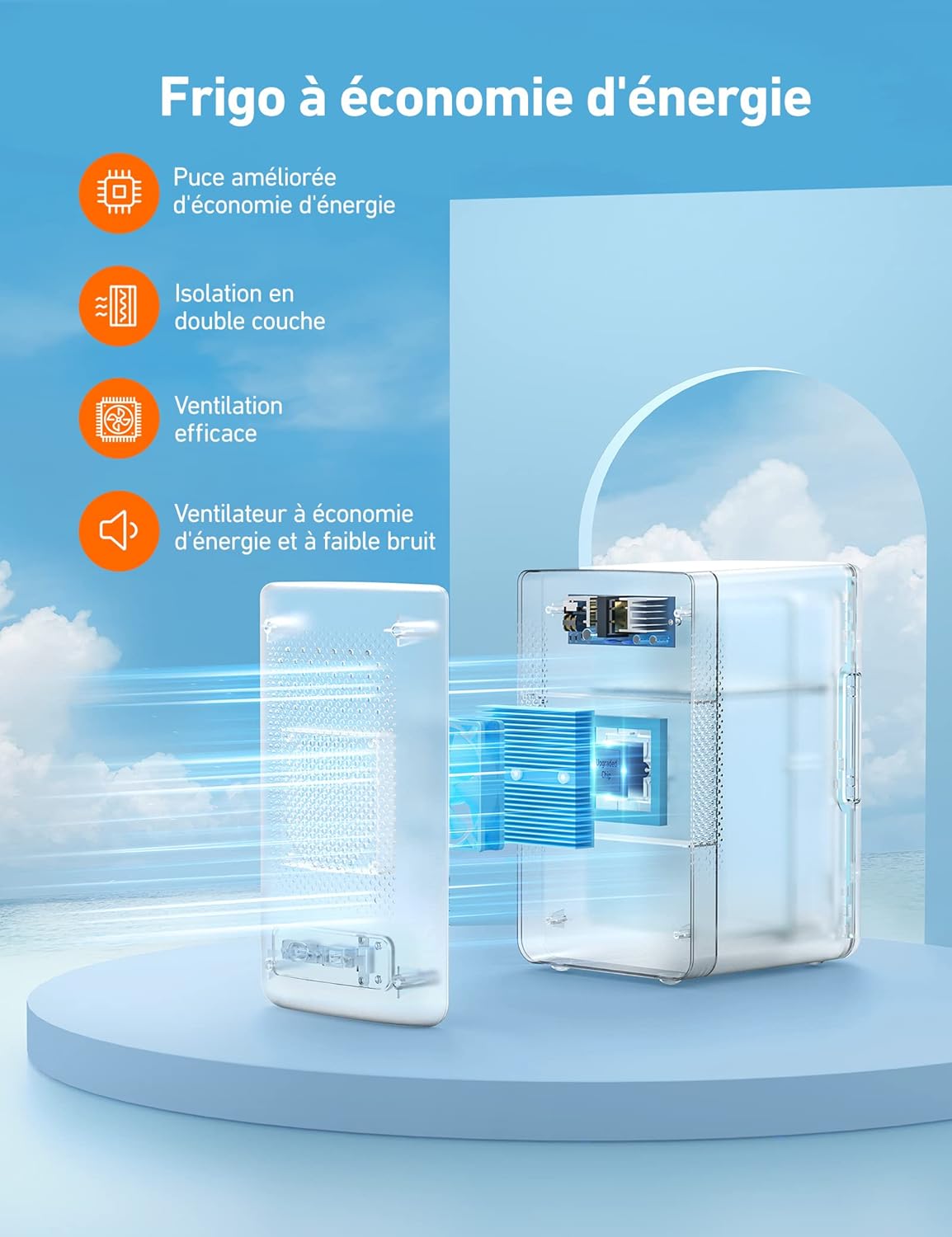 AstroAI - Mini Frigo 6L - 8 canettes, chaud/froid, auto/maison