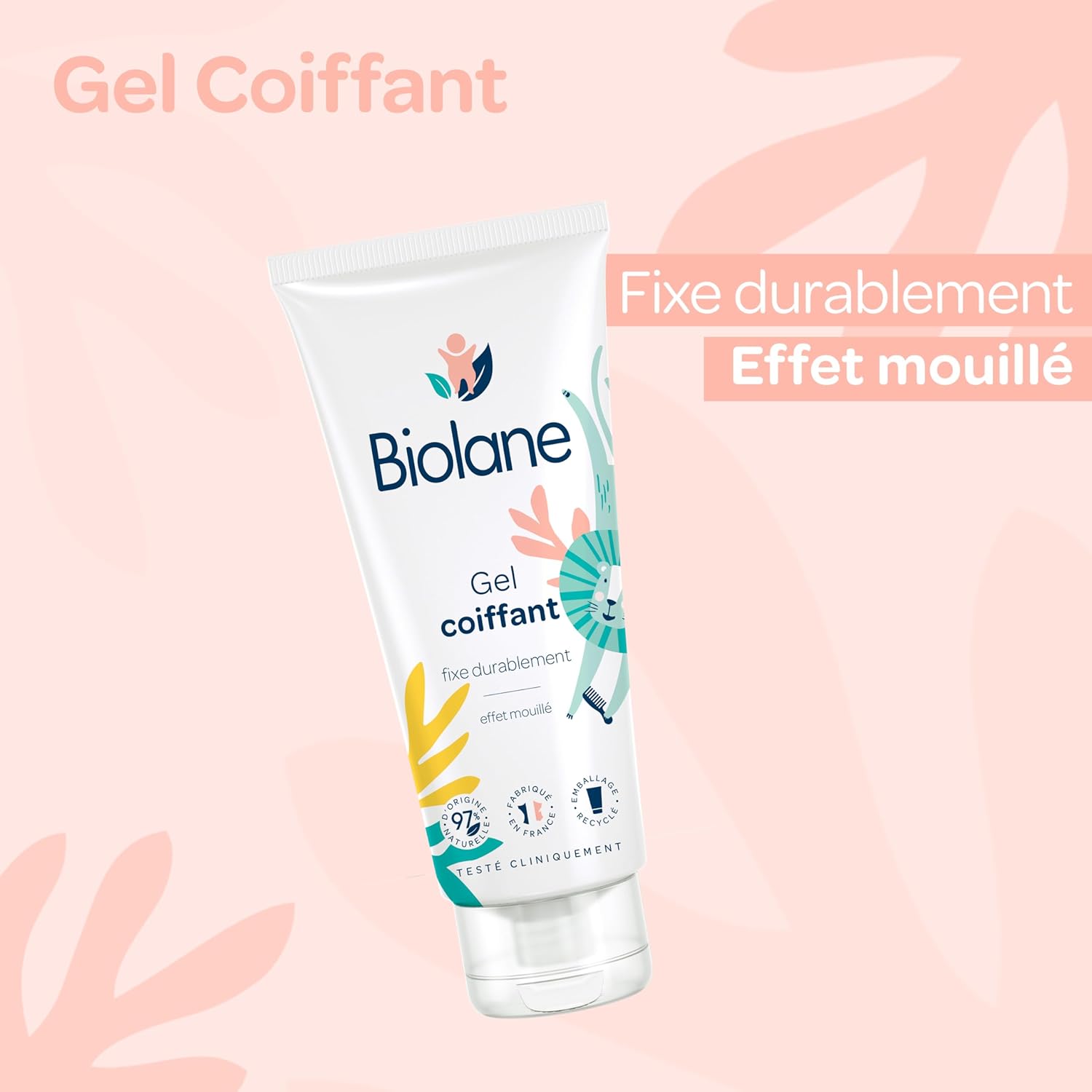 Biolane - Gel coiffant bébé, 100ml, effet mouillé, ingrédients naturels