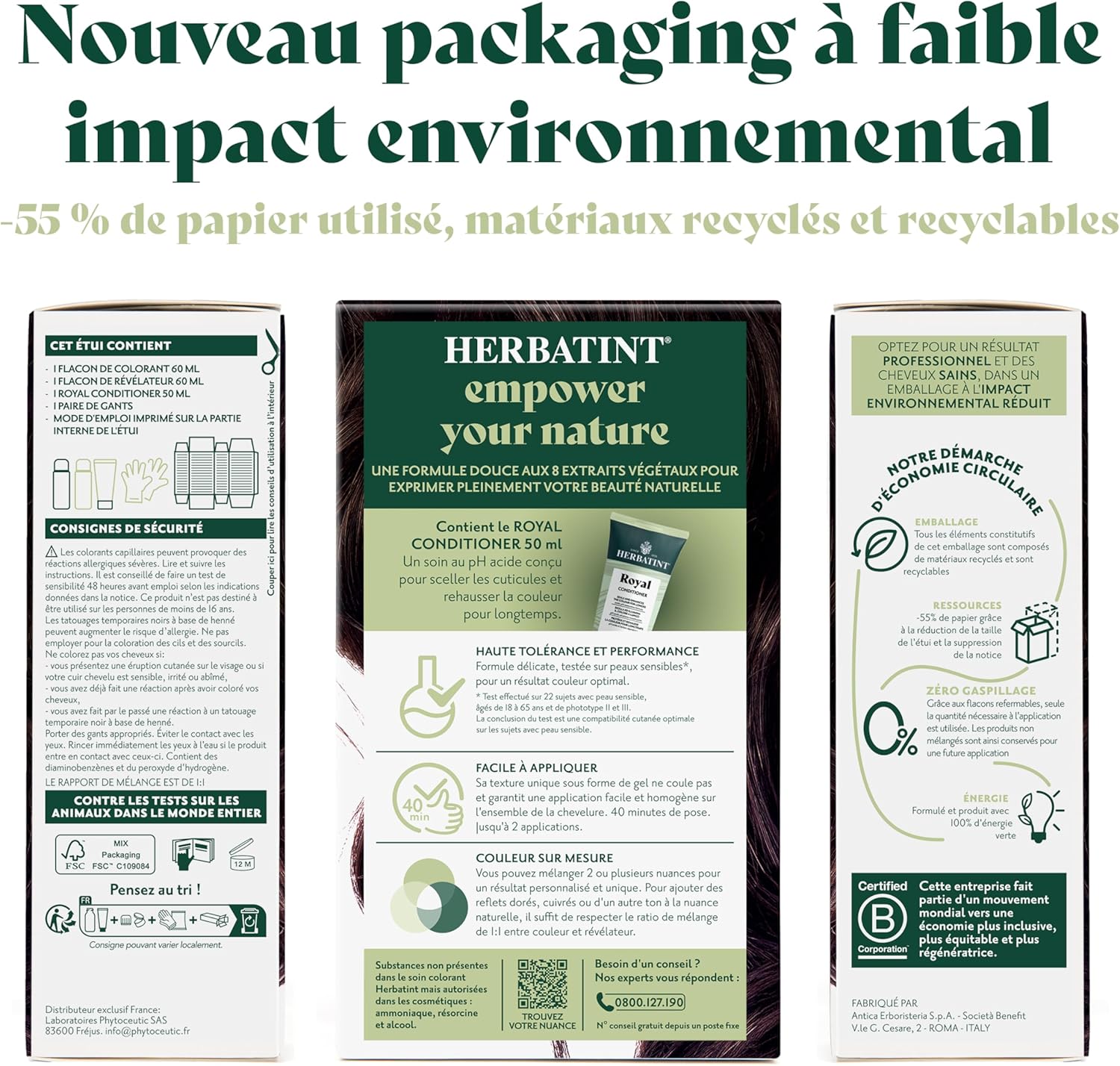 Herbatint - Soin Colorant Permanent - 170ml - Sans ammoniaque, 100% blanc, testé peaux sensibles