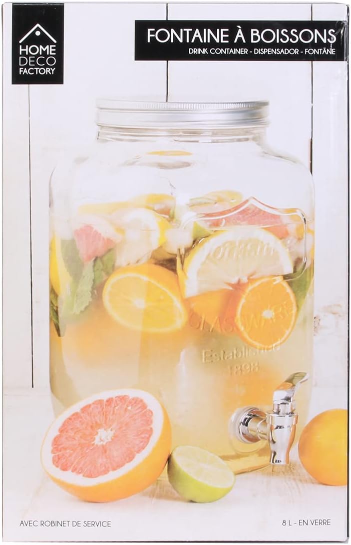 HOME DECO FACTORY - Fontaine à boisson 8L - large ouverture, robinet, KV7177