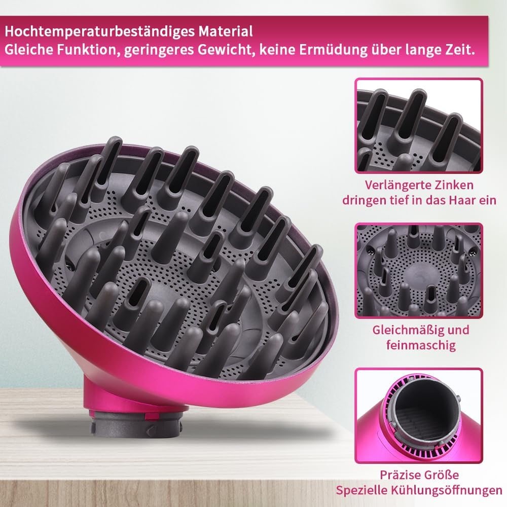 Dyson - Airwrap diffuseur cheveux longs - Accessoire sèche-cheveux - Pour cheveux ondulés et bouclés - rose