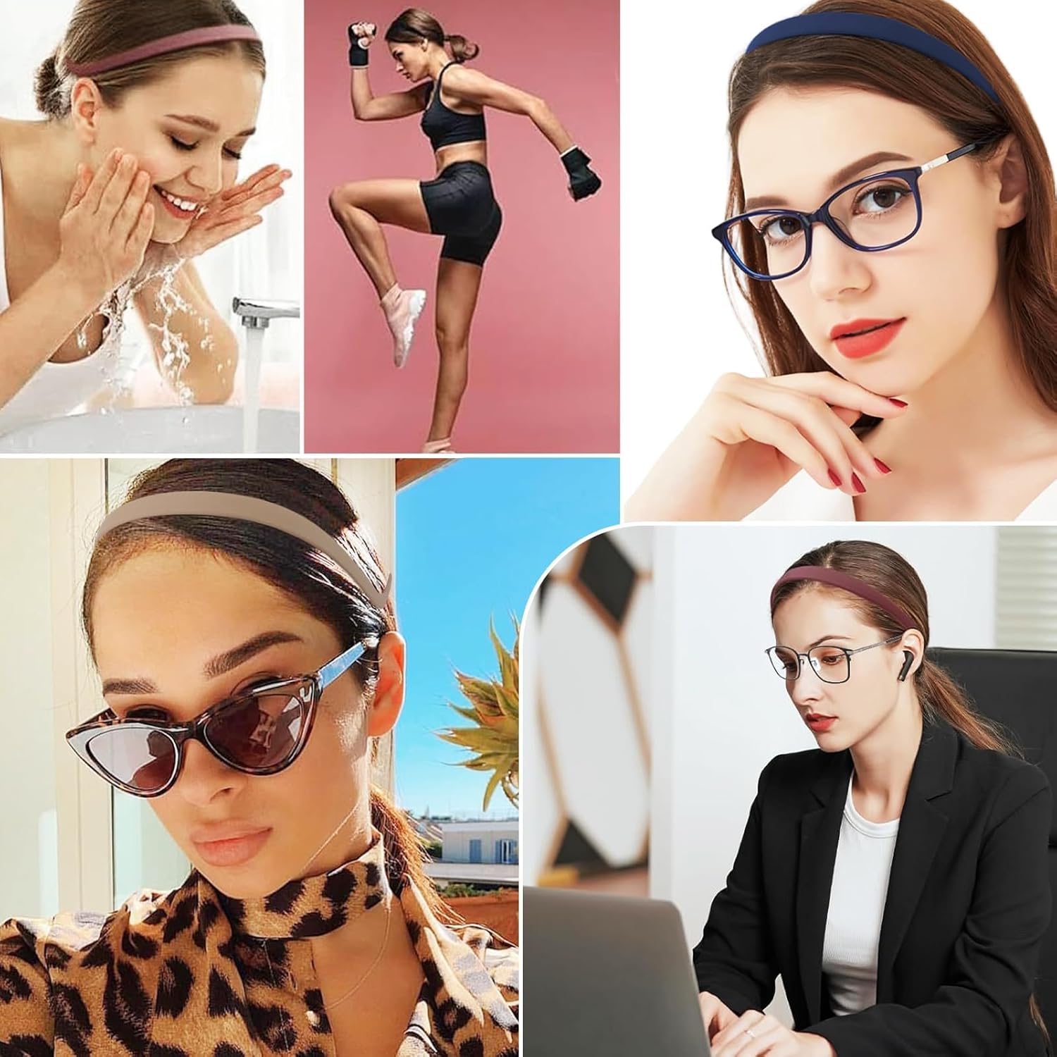 Serre-tête plastique femme - 6 pcs - bandeau dents, sans douleur