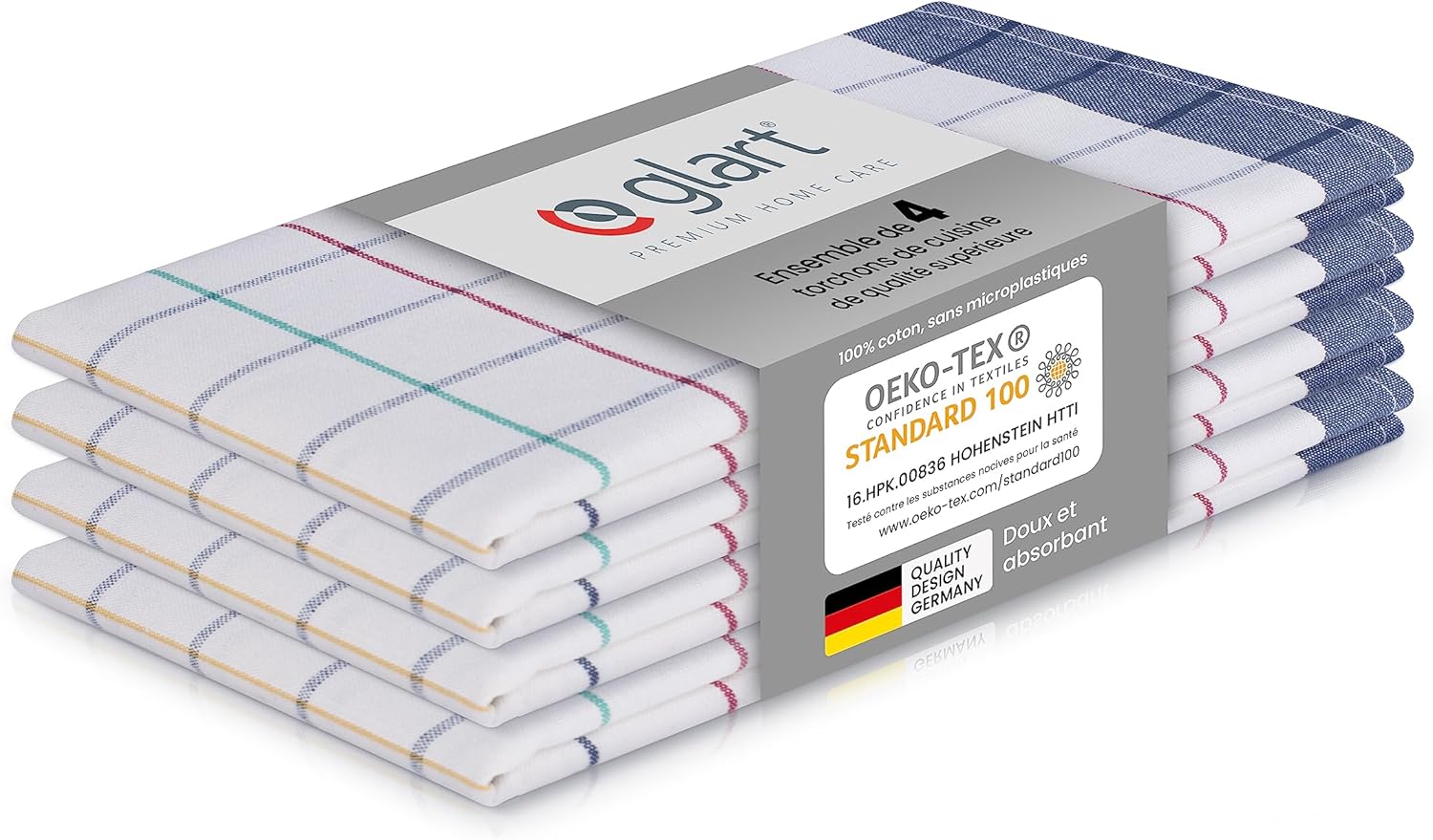 Glart - ensemble de torchons 48NAV - 70x50 cm - coton Oeko-TEX, absorbants