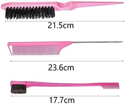 Peignes à cheveux - double bord rose - lot de 3 - usage maison coiffeur