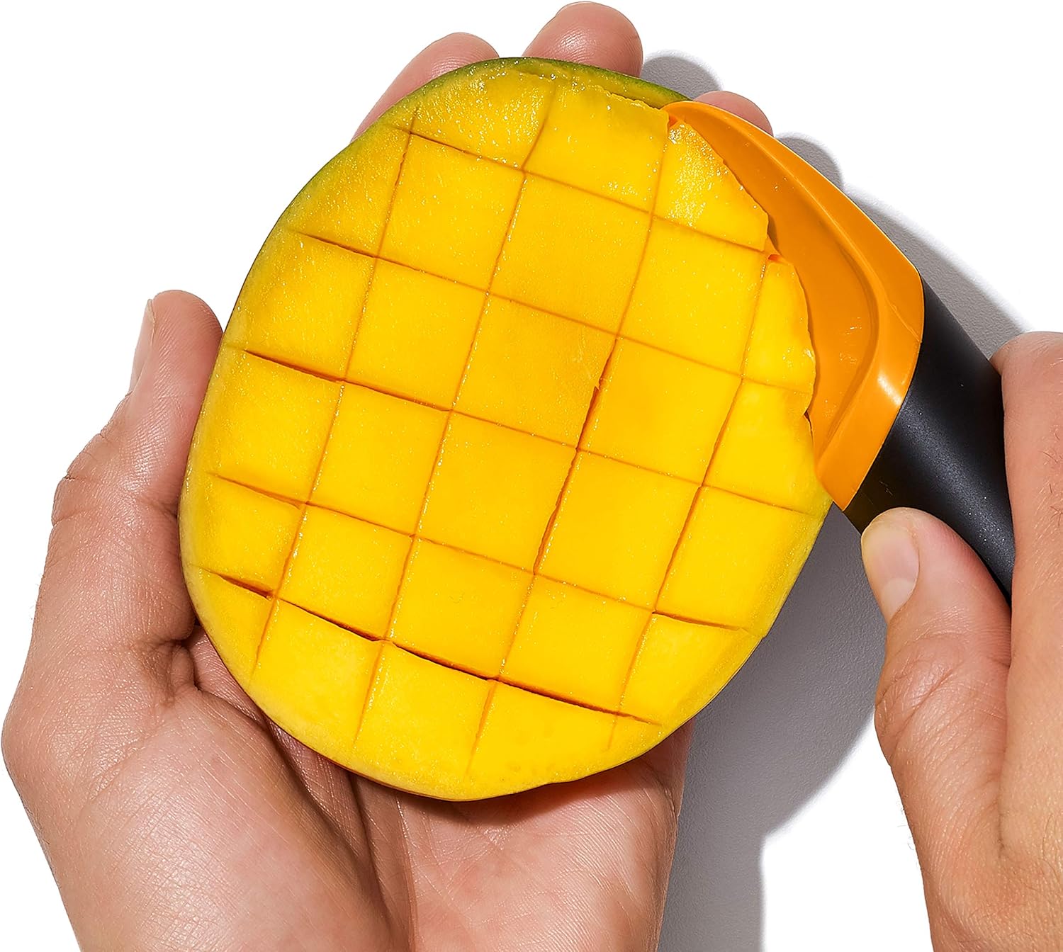 OXO Good Grips – Trancheuse à mangue avec cuillère – 12cm – Noir et orange