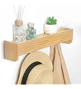 JSVER Patère Murale Bois,Porte Manteau Mural de 4 Crochets Muraux Cachés Moderne Étagère Suspendu...