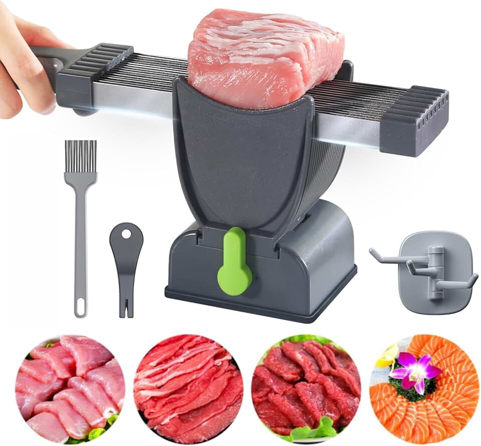 Trancheuse à viande manuelle - épaisseur réglable 2/4 mm - accessoires inclus