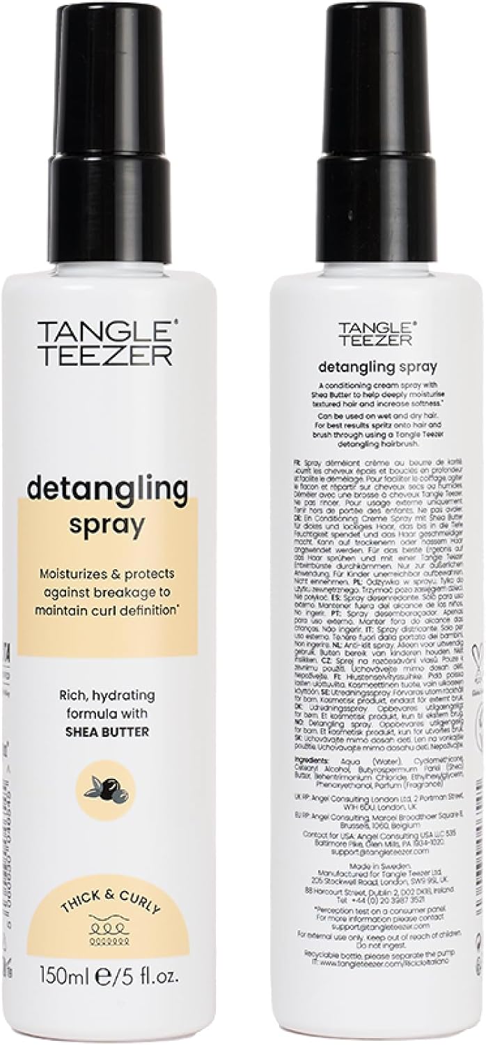 Tangle Teezer - Everyday Detangling - spray crème démêlant végane, beurre de karité, idéal cheveux épais/frisés, sans cr