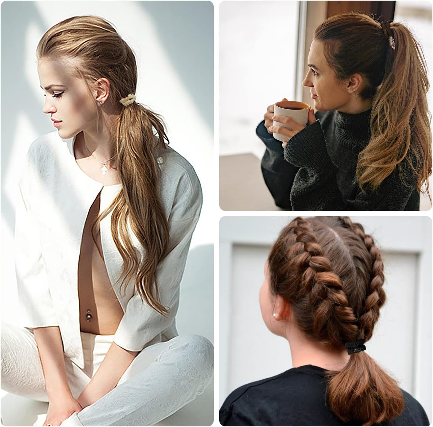 JessLab - Elastiques cheveux satin - lot de 10 - doux, anti-dommage