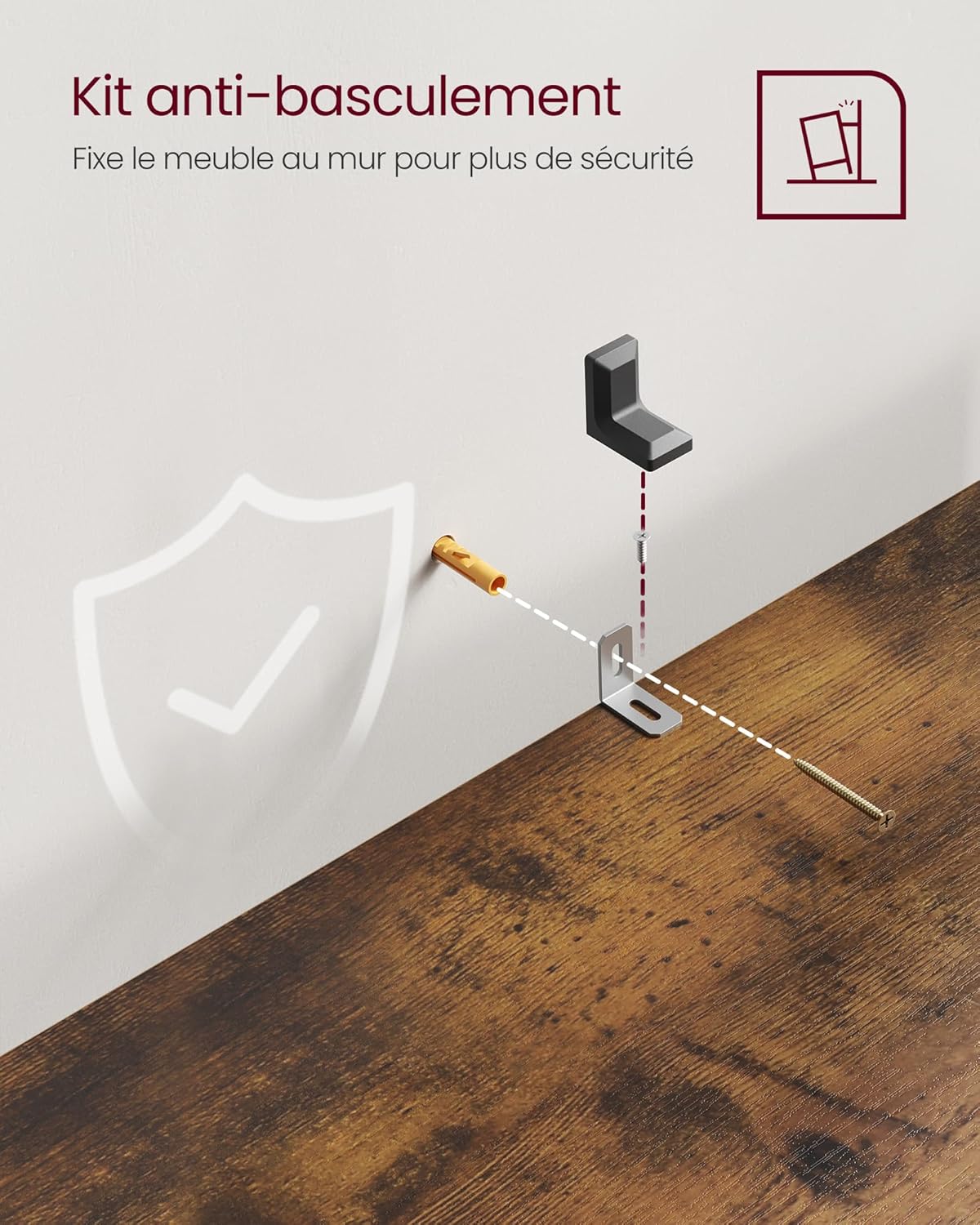 VASAGLE - Bibliothèque (LBC165X01) - 24x60x134,2 cm - 5 niveaux, marron rustique